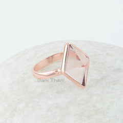 Morganite Quartz Ring - Rose Gold - 12x16mm Pyramid - 925 Sterling Silver - Handcrafted Ring - Personalized Jewelry - Gift For Young Sister