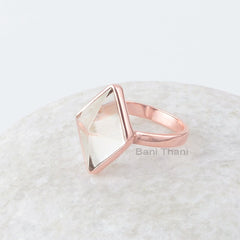 Morganite Quartz Ring - Rose Gold - 12x16mm Pyramid - 925 Sterling Silver - Handcrafted Ring - Personalized Jewelry - Gift For Young Sister