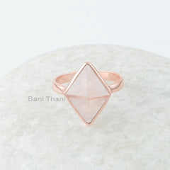 Morganite Quartz Ring - Rose Gold - 12x16mm Pyramid - 925 Sterling Silver - Handcrafted Ring - Personalized Jewelry - Gift For Young Sister