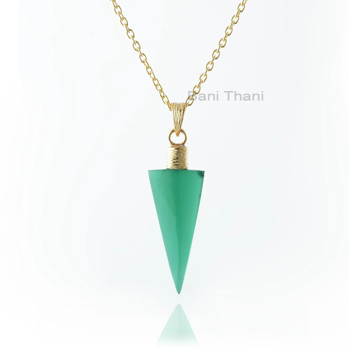 Green Onyx Pendant,Green Onyx 14x30 mm Arrow Head Shape Gemstone Silver Pendant,18k Gold Plated, Pendant Necklace-Textured Pendant For Women