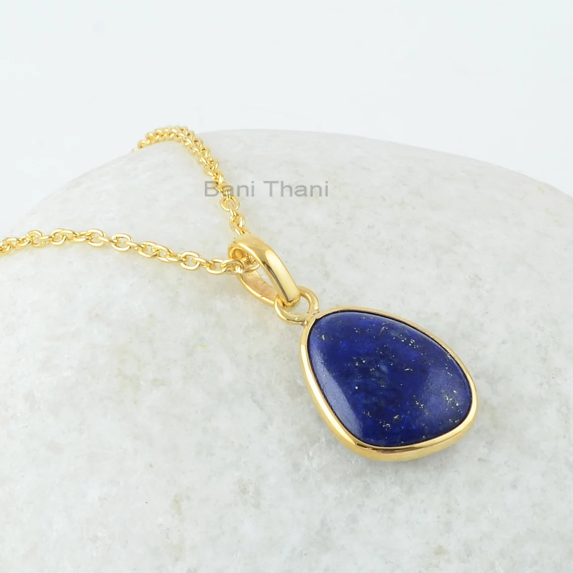 Lapis Lazuli 15x18 mm Nugget Necklace - Gold Plated Necklace - Sterling Silver - Trendy Jewelry - Jewelry For Writer -Gift For Women