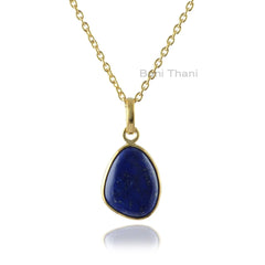 Lapis Lazuli 15x18 mm Nugget Necklace - Gold Plated Necklace - Sterling Silver - Trendy Jewelry - Jewelry For Writer -Gift For Women