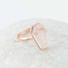 Morganite Quartz Ring - Rose Gold Ring -10x17mm Coffin - 925 Solid Silver - Handmade Ring - Dainty Ring - Gift for Grandma- Jewelry for Prom