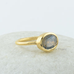 Labradorite Ring - 925 Solid Silver - Gold Plated Ring - Handmade Jewelry - Oval Stone - Dainty Jewelry - Jewelry For Lady - Gift For Lover