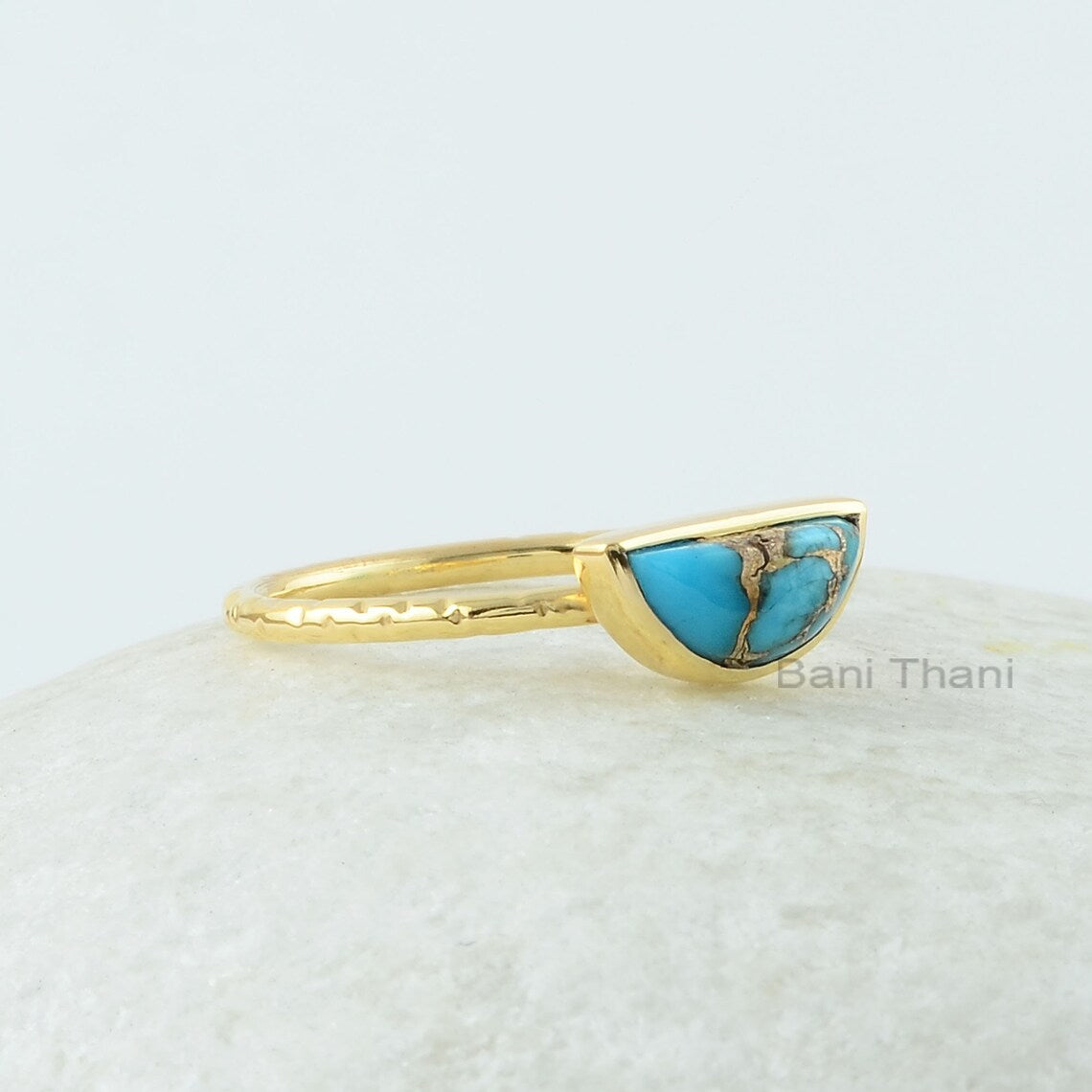 Blue Turquoise Ring - Gemstone Silver Ring - Gold Plated Ring - Gift for Girls - Jewelry for Artist - Blue Turquoise Copper Ring - Wholesale