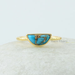 Blue Turquoise Ring - Gemstone Silver Ring - Gold Plated Ring - Gift for Girls - Jewelry for Artist - Blue Turquoise Copper Ring - Wholesale