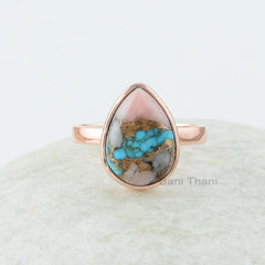 Pink Opal Ring - 925 Sterling Silver - Pink Opal Turquoise - Rose Gold Plated Ring - Indian Jewelry - Gift For Summer - Jewelry For Ladies