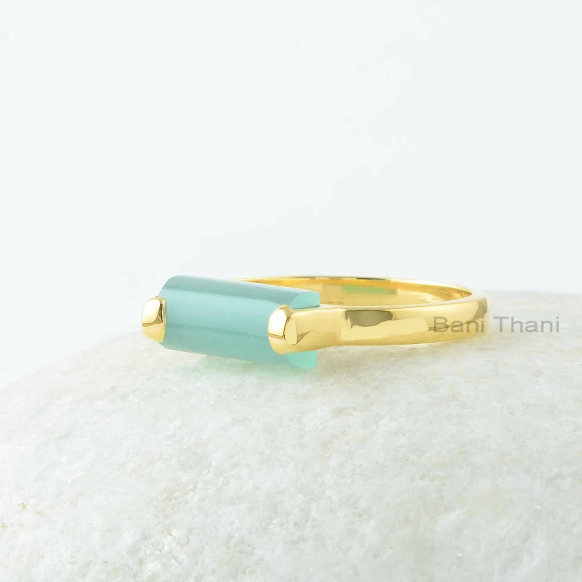 Chalcedony Ring - Gemstone Rings - Sterling Silver Rings - Rose Gold Plated Ring - Gift for summer - Jewelry for Girls - trending Jewelry