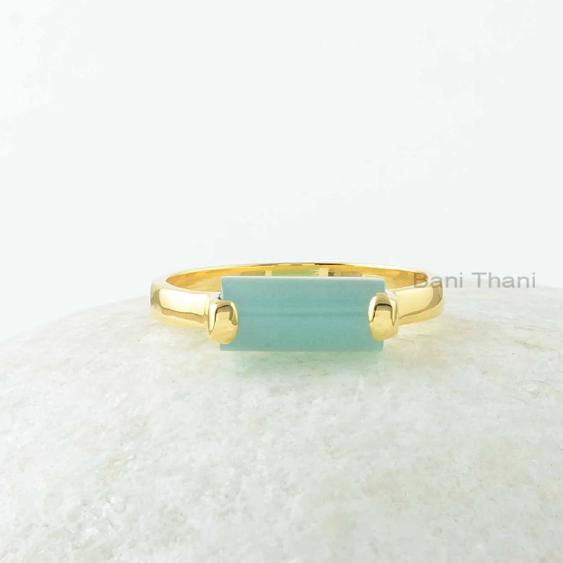 Chalcedony Ring - Gemstone Rings - Sterling Silver Rings - Rose Gold Plated Ring - Gift for summer - Jewelry for Girls - trending Jewelry
