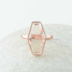 Morganite Ring - 925 Sterling Silver - Handmade Hexagon Ring - Gemstones Jewelry Manufacturer - Gift For Nurse - Jewelry For Month Birthday