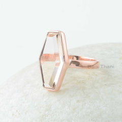 Morganite Ring - 925 Sterling Silver - Handmade Hexagon Ring - Gemstones Jewelry Manufacturer - Gift For Nurse - Jewelry For Month Birthday