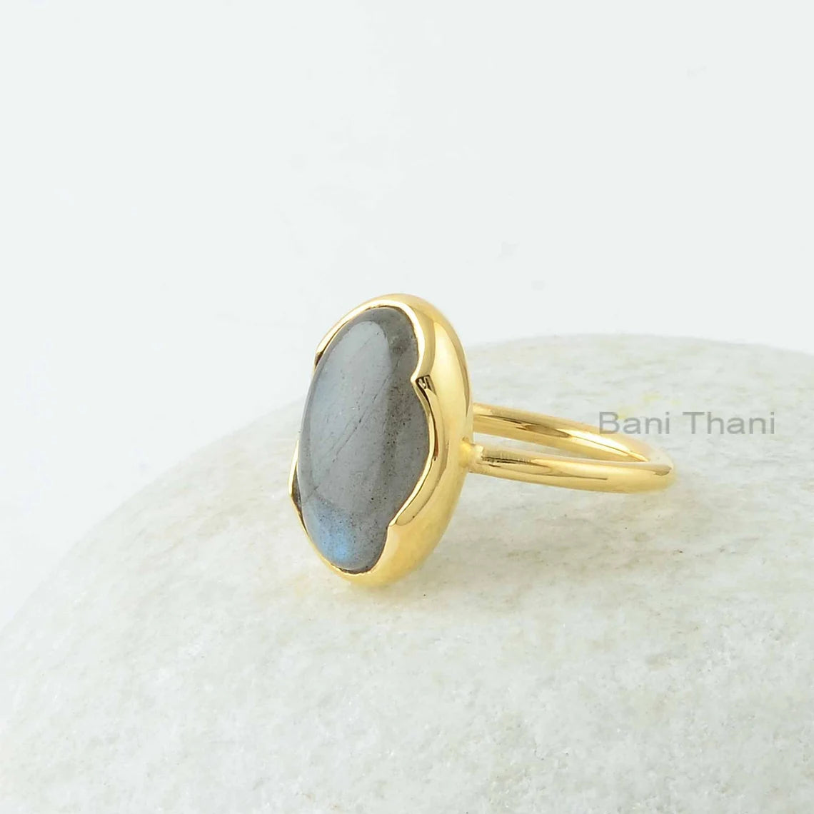 Labradorite Ring - Sterling Silver - Gemstone Ring - 10x16mm Oval - Gold Plated - Dainty Jewelry - Jewelry for Anniversary - Gift for Aunt