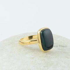 Bloodstone Ring - 925 Sterling Silver - Gold Plated Ring - 10x14mm Rectangle - Fashion Jewelry - Jewelry for Spouse - Gift for The Traveler