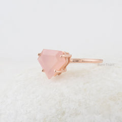 Pink Chalcedony Silver Gemstone Ring, 11x13mm Diamond Shape Ring, Rose Gold Plated Ring, Sterling Silver Ring, Rings for Women, Promise Ring