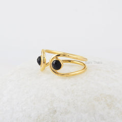 Black Onyx Ring - Sterling Silver Jewelry - Gemstone Rings - Gold Plated Rings - Gift for Student - Jewelry for graduates - Round Gemstones