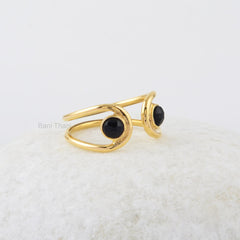 Black Onyx Ring - Sterling Silver Jewelry - Gemstone Rings - Gold Plated Rings - Gift for Student - Jewelry for graduates - Round Gemstones