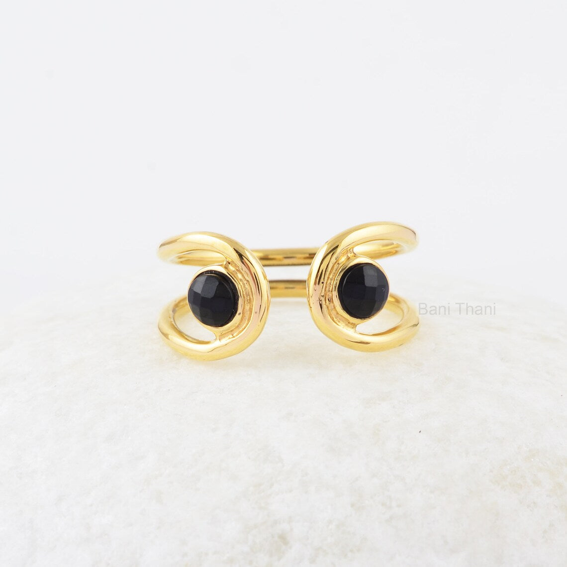 Black Onyx Ring - Sterling Silver Jewelry - Gemstone Rings - Gold Plated Rings - Gift for Student - Jewelry for graduates - Round Gemstones