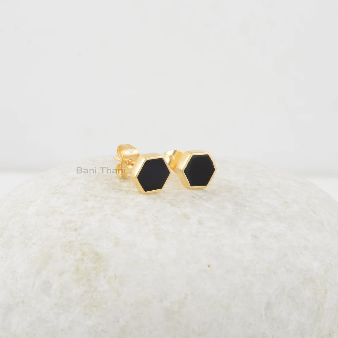 Black Onyx Stud Earrings - Pure Silver - Handcrafted Studs - Personalized Jewelry - Gift For Month Birthday - Jewelry For First Time Mom