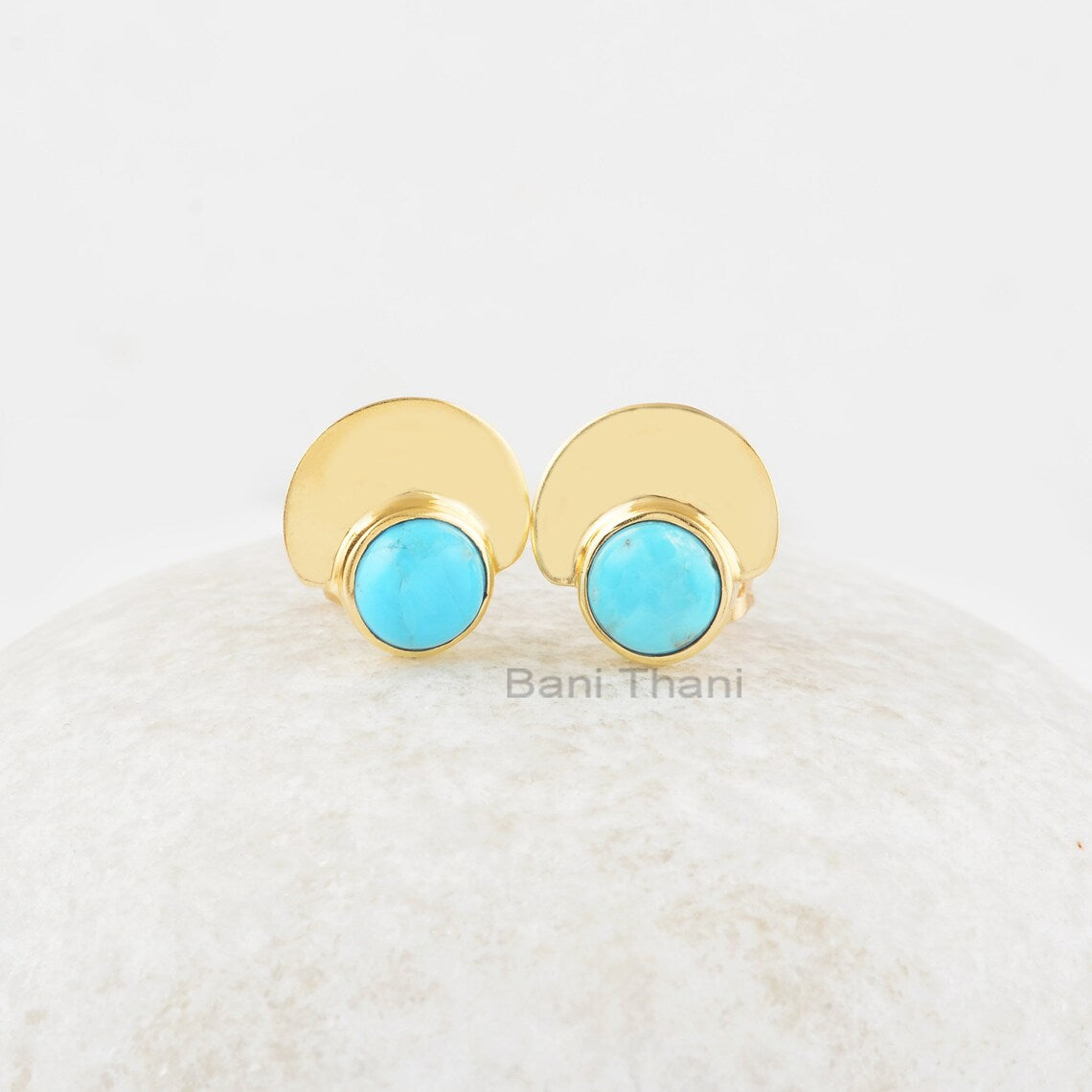 Arizona Turquoise Stud Earrings - Sterling Silver - Gemstone Studs - 8x8mm Round - Matching Jewelry - Gift For Ladies - Jewelry For Graduate