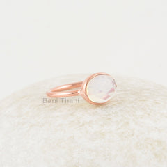 Engagement Ring - Opalite Quartz Gemstone Ring - 8x10mm Oval Ring - Rose Gold Plated Ring - 925 Solid Silver - Gift for Her - Womens Jewelry