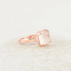 Morganite Ring - 925 Sterling Silver - 9mm Rose Gold Plated - Prong Set - Personalized Jewelry - Jewelry for Wedding - Gift for Girlfriend