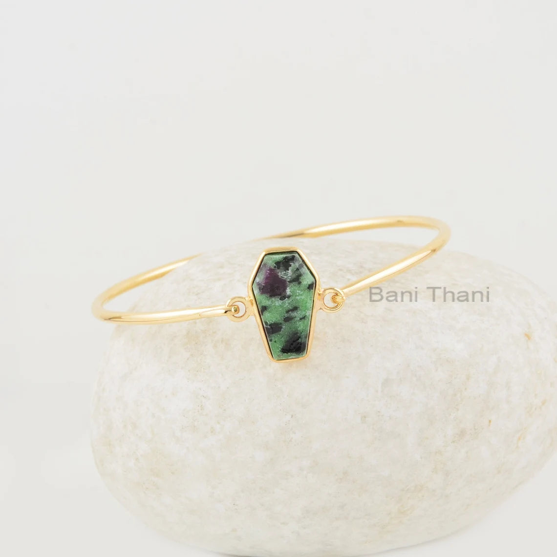 Ruby Zoisite Bracelet - 925 Silver - Rose Gold Plated Bracelet - 10x17mm Coffin - Jewelry Manufacturer - Gift For Her - Jewelry For Healing