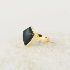 Bloodstone Ring - 925 Silver - Handmade Ring - 11x15mm Kite Shape Gemstone - Manmade Jewelry - Jewelry for Grand Daughter - Gift for Wife