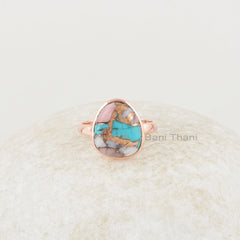 Pink Opal Ring - Sterling Silver Ring - Turquoise Stone Jewelry - Rose Gold Plated - Gift for new beginning - Jewelry for loved ones