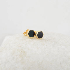 Black Onyx Stud Earrings - Pure Silver - Handcrafted Studs - Personalized Jewelry - Gift For Month Birthday - Jewelry For First Time Mom