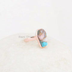 Turquoise Ring - Sterling Silver - Turquoise Copper Coffin Ring - Gemstone Ring - Wholesale Jewelry - Gift For Christmas -Jewelry For Artist