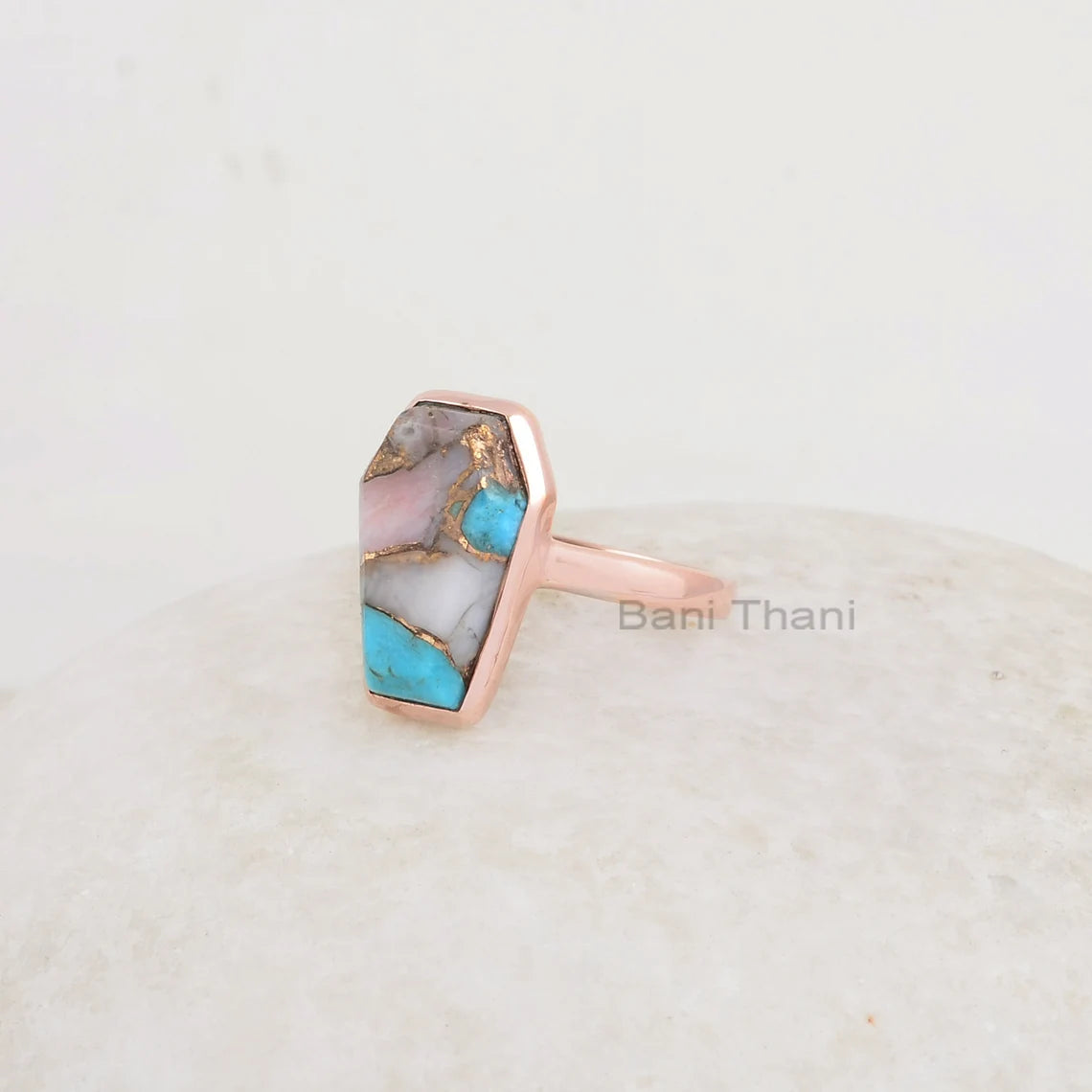 Turquoise Ring - Sterling Silver - Turquoise Copper Coffin Ring - Gemstone Ring - Wholesale Jewelry - Gift For Christmas -Jewelry For Artist