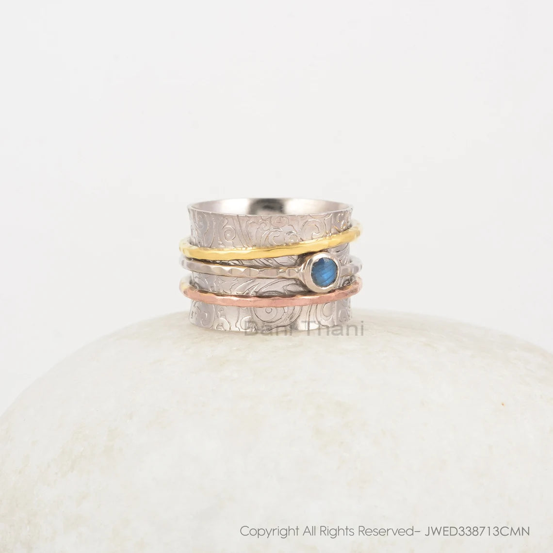 Labradorite Spin Band Ring - Handmade Boho Ring - 925 Silver - Anxiety Ring - Matching Jewelry - Jewelry For Bride - Gift For Young Girls