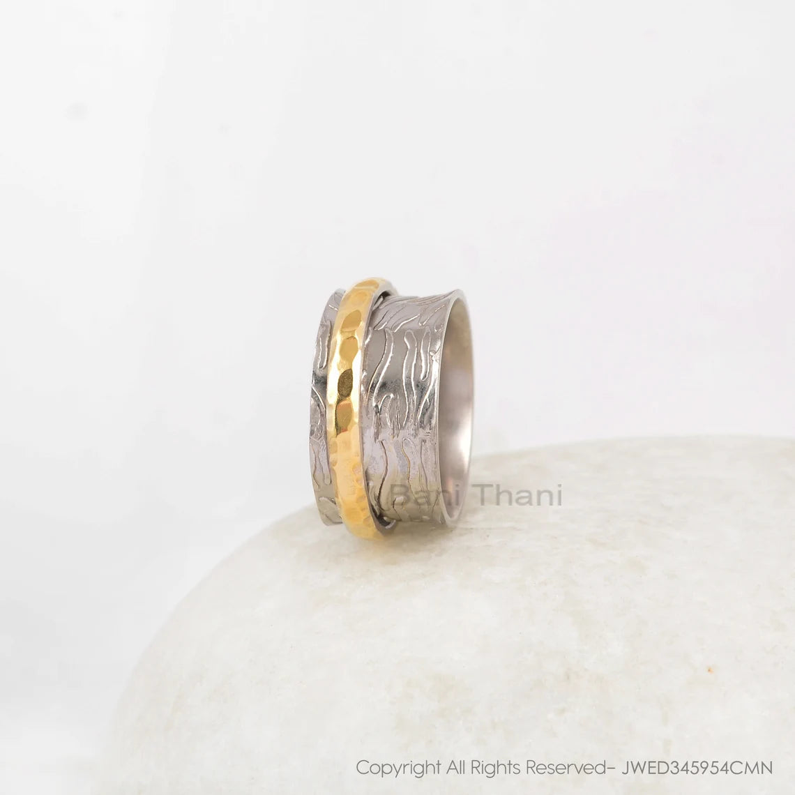 Textured Thumb Ring - 925 Sterling Silver - Rose Gold Plated Spinner Ring - Elegant Jewelry - Gift For Birthday - Jewelry For Bride