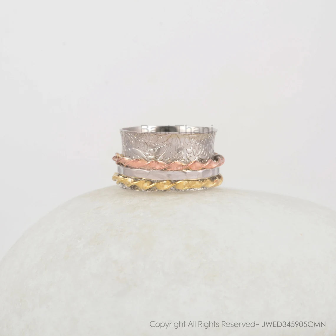 Textured Finish Thumb Band - Gold Plated Boho Ring - Solid Silver - Fashion Jewelry - Jewelry For Wholesale - Gift For Bridesmaid