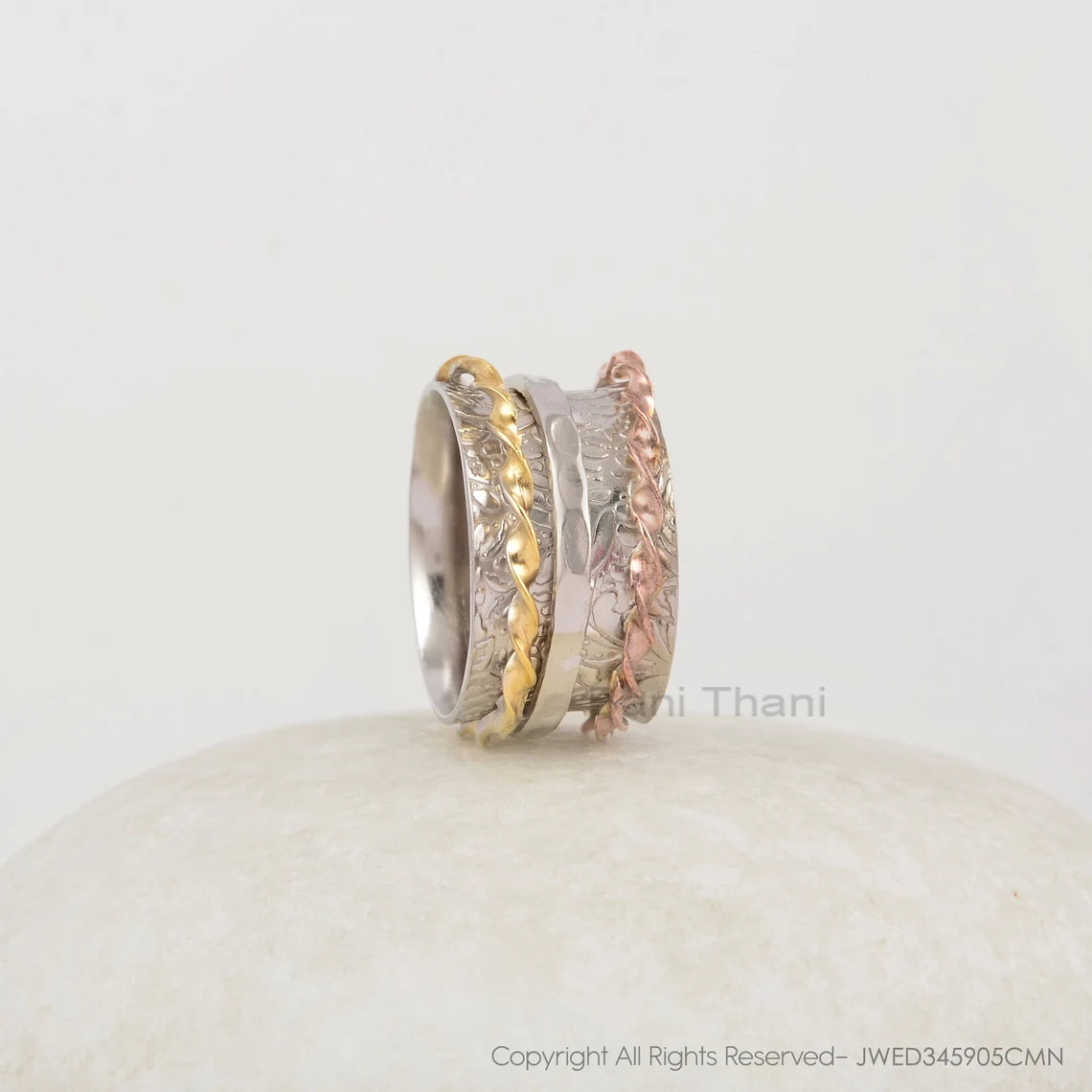 Textured Finish Thumb Band - Gold Plated Boho Ring - Solid Silver - Fashion Jewelry - Jewelry For Wholesale - Gift For Bridesmaid