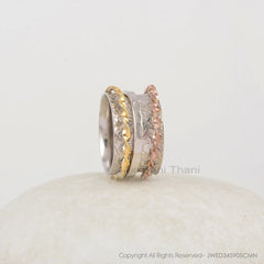 Textured Finish Thumb Band - Gold Plated Boho Ring - Solid Silver - Fashion Jewelry - Jewelry For Wholesale - Gift For Bridesmaid