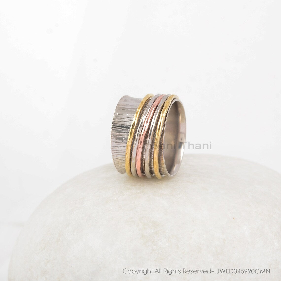 Boho Spinner Ring - Textured Boho Ring - Sterling Silver - Five Band Spinner - Custom Jewelry - Jewelry For Young Mom - Gift For Writer