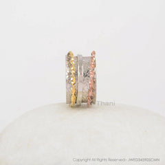 Textured Finish Thumb Band - Gold Plated Boho Ring - Solid Silver - Fashion Jewelry - Jewelry For Wholesale - Gift For Bridesmaid