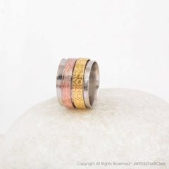 Textured Spinner Band - Thumb Ring - Rose Gold Plated - Boho Ring - 925 Sterling Silver - Spinner Ring - Meditation Jewelry