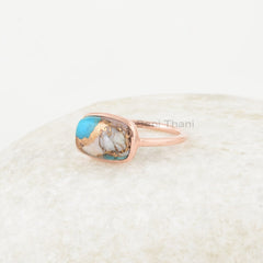Turquoise Ring - Pure Silver - Handmade Ring - 8x12mm Pink Opal Copper Turquoise - Fashion Jewelry - Jewelry Bride - Gift For The Traveler