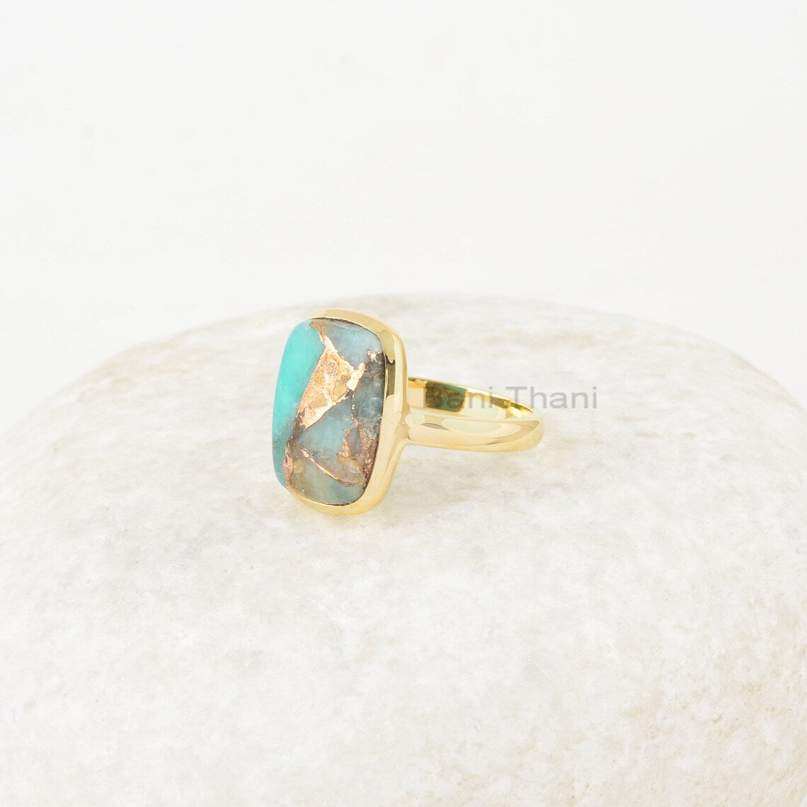 Amazonite Ring - Sterling Silver - 10x14mm Gemstone Ring - Amazonite Copper Ring - High Quality Jewelry - Wedding Jewelry - Gift for Summer