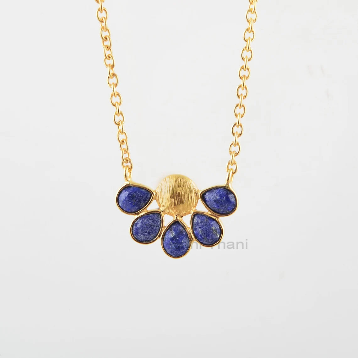 Elegant Lapis Necklace, 18k Gold Plated Silver Necklace, Lapis Lazuli 5x7mm Pear Gemstone Necklace, 925 Silver Necklace For Women's Gift