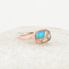 Turquoise Ring - Pure Silver - Handmade Ring - 8x12mm Pink Opal Copper Turquoise - Fashion Jewelry - Jewelry Bride - Gift For The Traveler