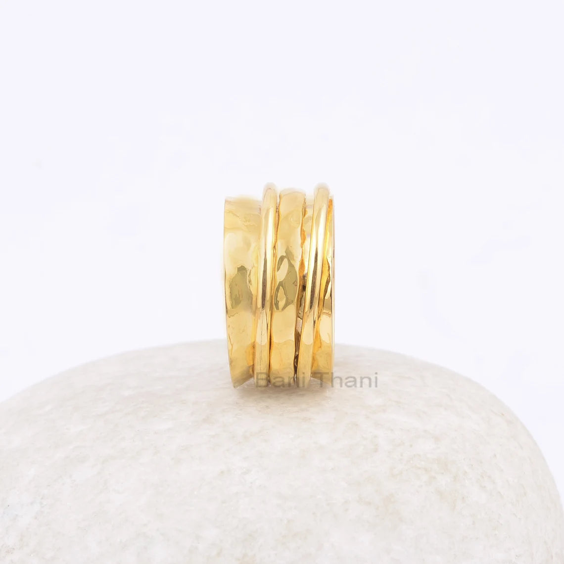 Hand Hammered Gold Plated Spinner Band - Thumb Band - Sterling Silver - Spinner Ring - Meditation Ring - Gift For Lady - Boho Jewelry