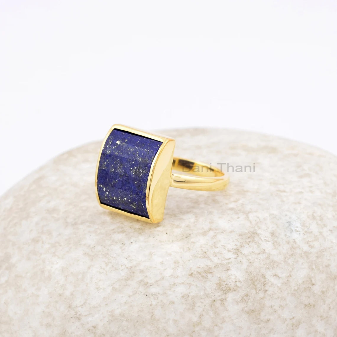 Lapis Lazuli Ring - Sterling Silver - Handcrafted Ring - 11x14mm Step Cut Rectangle Gemstone - Jewelry For Protection - Gift For Bridesmaid