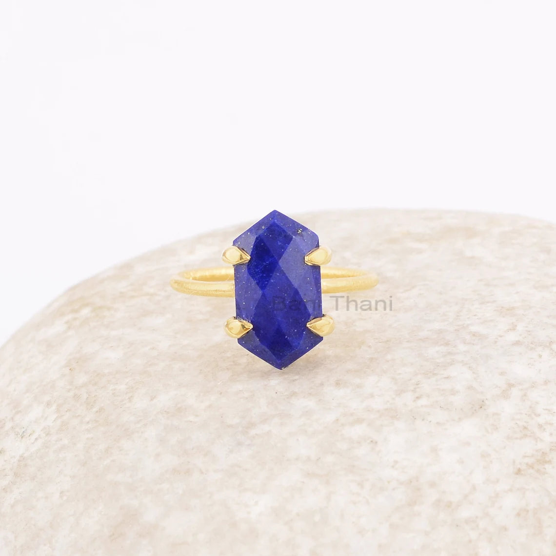 Lapis Lazuli Ring - 925 Silver - Lapis 8x15mm Hexagon Gemstone- Handmade Ring - Artisan Jewelry - Gift for Graduation - Jewelry for A Lawyer