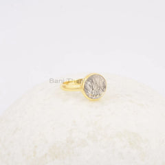 Black Rutile Ring - Solid Silver - Gold Plated Ring - 10mm Rutile Round Stone - Elegant Jewelry - Gift For Bride - Jewelry For New Beginning