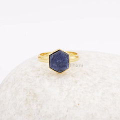 Elegant Raw Blue Sapphire Gemstone Handmade Ring, 925 Sterling Silver 18k Gold Plated Ring, Birthday Gift Ring, Party Wear Ring,Gift For Her