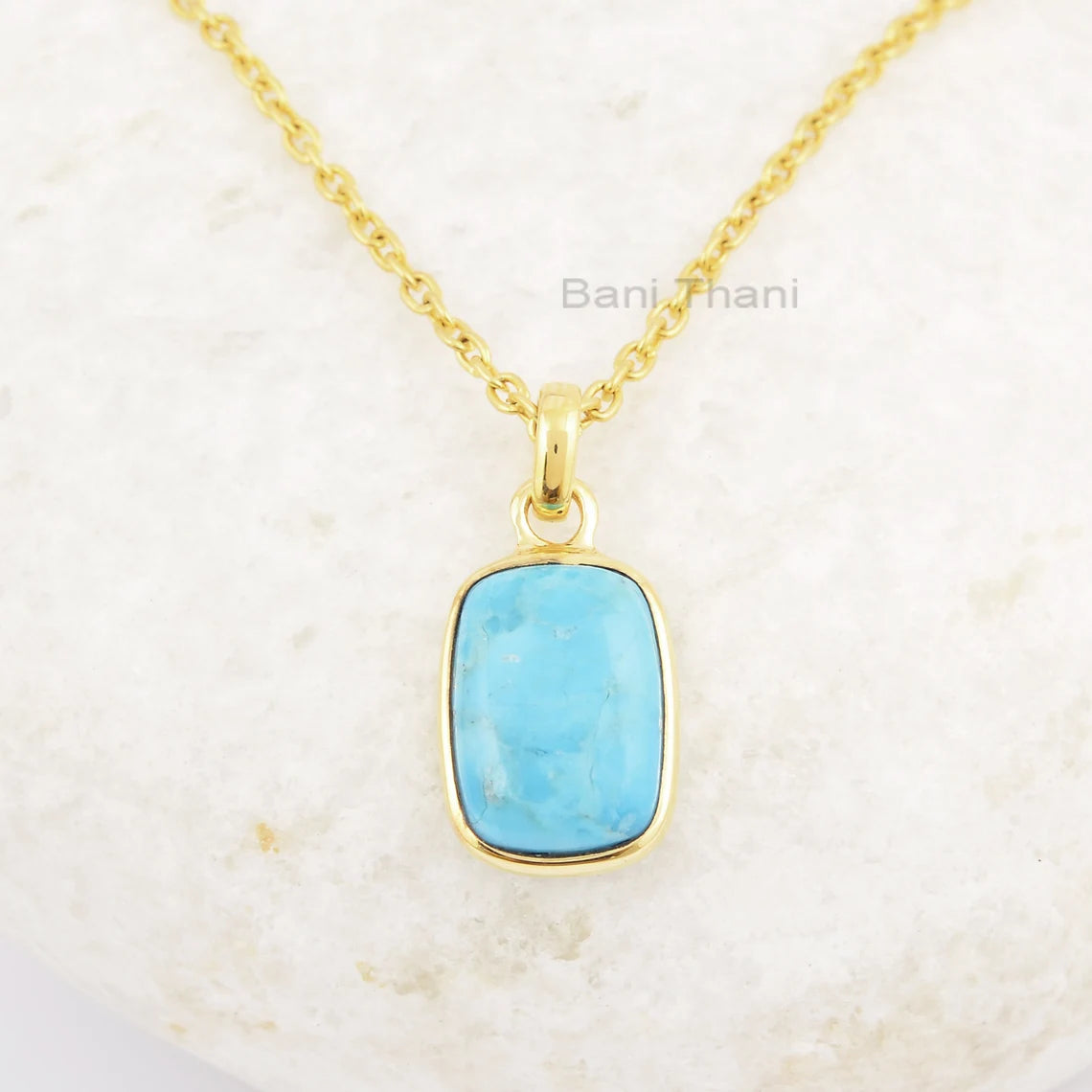 Arizona Turquoise Necklace - Gold Plated Pendant Necklace - Sterling Silver - Artisan Jewelry - Jewelry For Anniversary -Gift For Mother Day