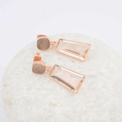 Blush Pink Bridal Morganite Earrings,Bridesmaid Morganite Gemstone Earring, 925 Silver Rose Gold Plated Earring,Premium Earring Gift For Her